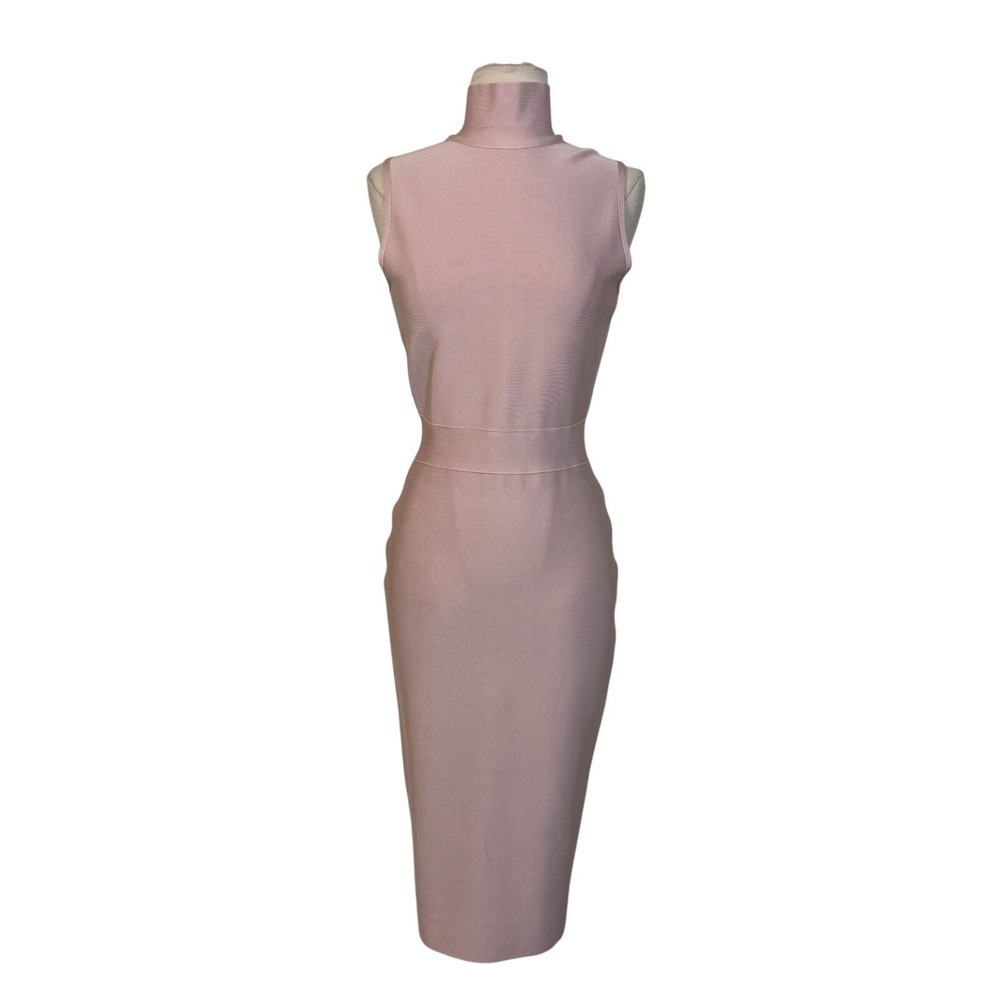 Elliatt Bodycon Bandage Midi Dress Sz M Petal Pink High Neck Sexy Slimming Party